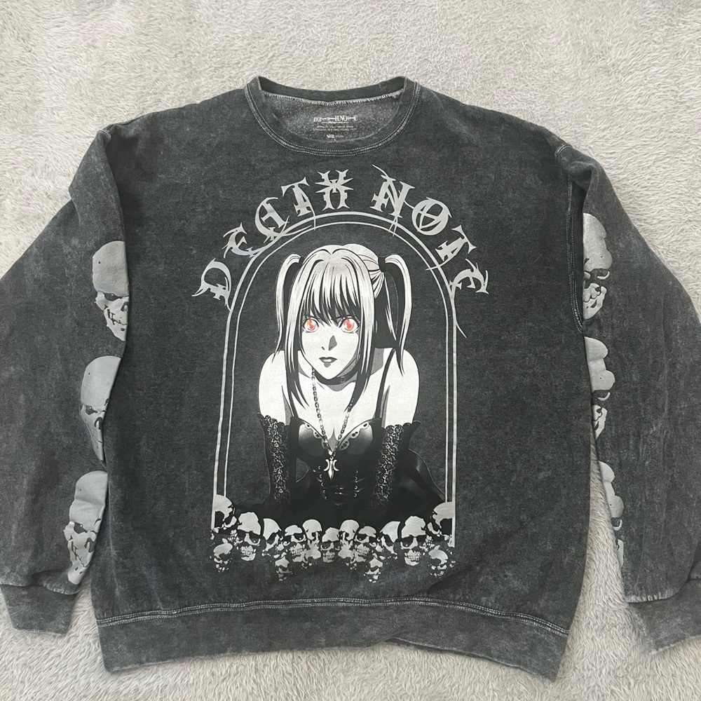 Hot Topic Black Graphic 'Death Note' Crewneck Sweatshirt with Red Accent